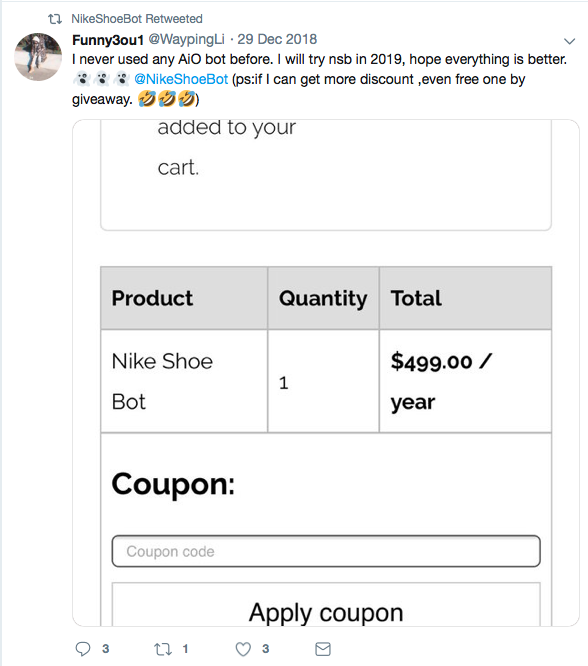 nike shoe bot coupon code
