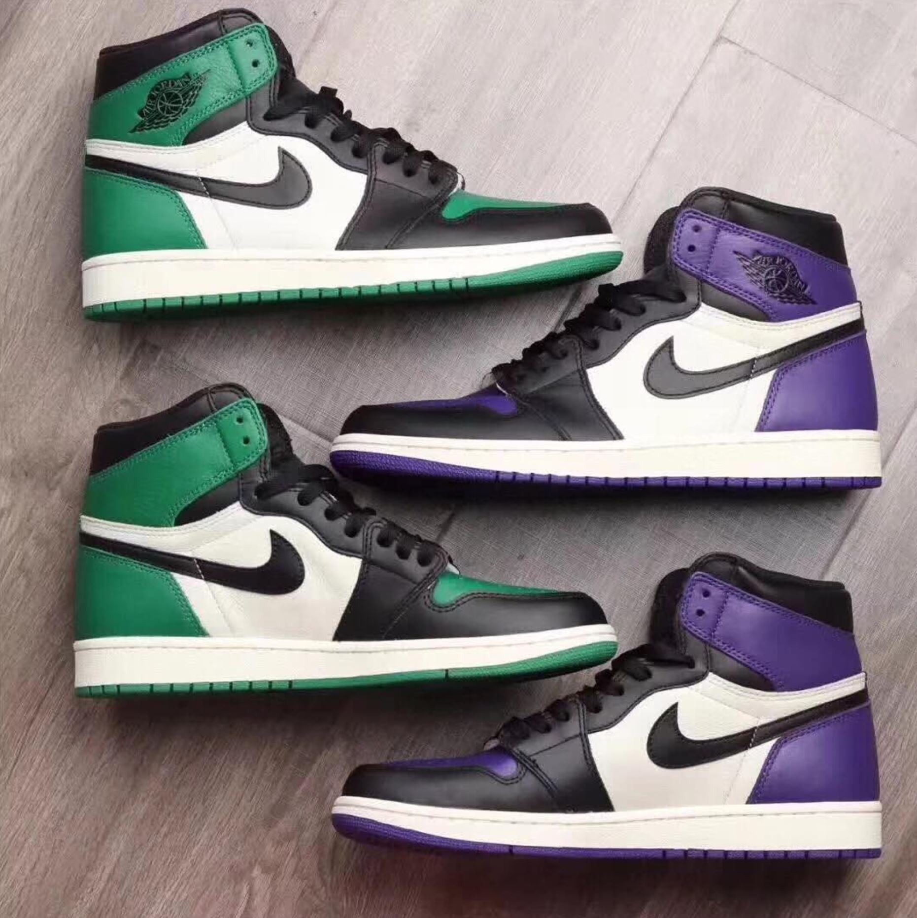 purple green air jordan 1