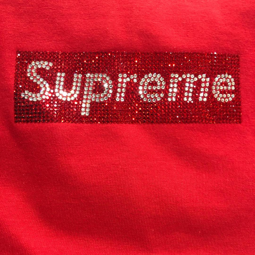 Supreme / Swarovski Box Logo Tee Red / Red - Depop