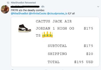 Travis Scott Air Jordan 1 Copping using NSB