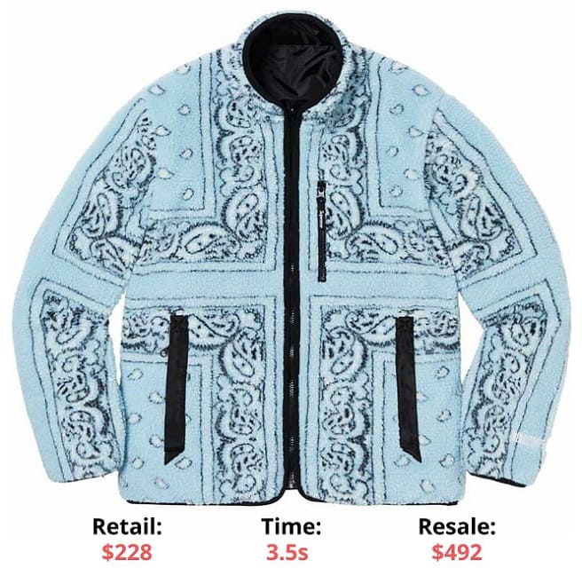 Reversible Bandana Fleece Jacket Light Blue Supreme Sellout times Supreme items