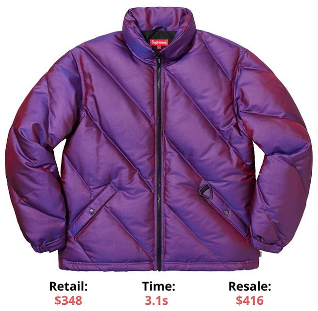 Supreme items Iridescent Puffy Jacket Supreme Sellout times