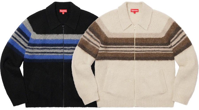 Supreme FW19 brushed wool zip up sweater