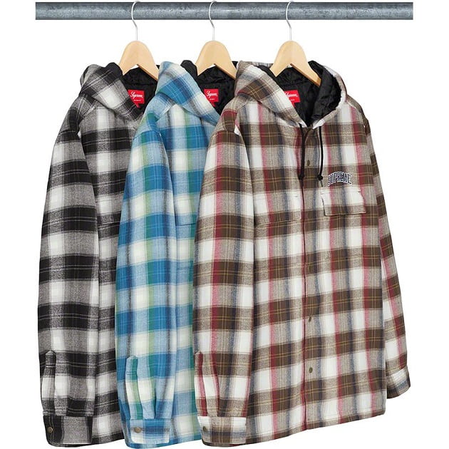 Supreme FW19 quilted hooded plaid shirt