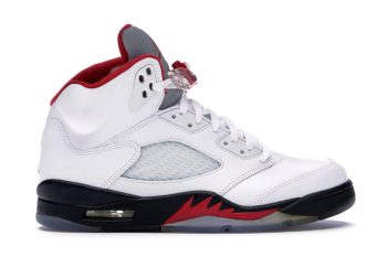 jordan 5 fire red black laces