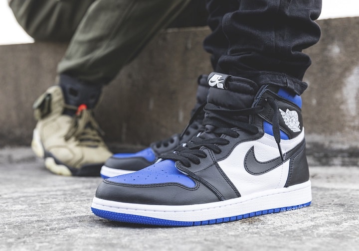 Jordan 1 Royal Blue on feet