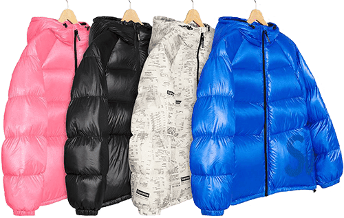 supreme hooded down jacket