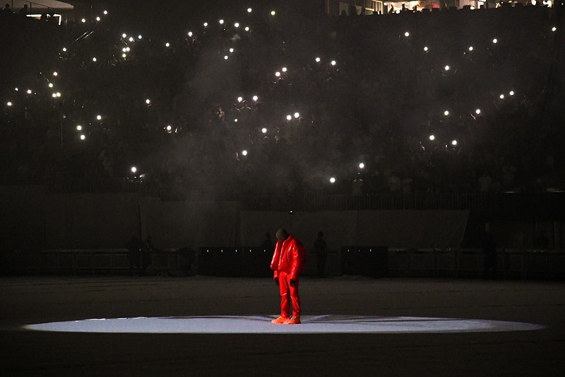 Donda listening party - yeezy boots orange