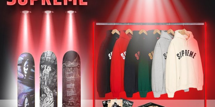 Supreme logo hoodies - crow collab