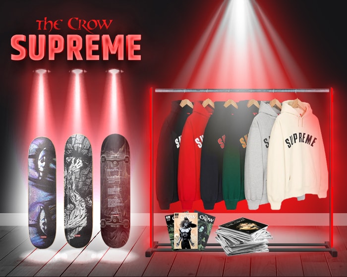 Supreme logo hoodies - crow collab