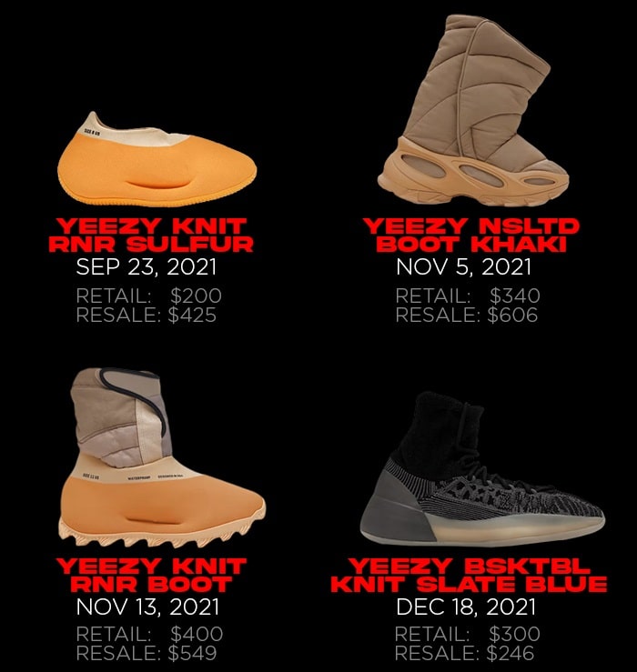 yeezy sneakers - 2021 drops NSB