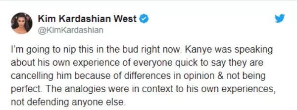 Kim defends Kanye NSB