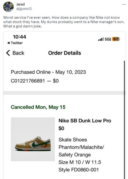 Nike cancels Jarritos Dunks orders