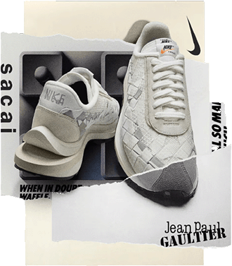 Jean Paul Gaultier Sacai Nike Vaporwaffle white NSB