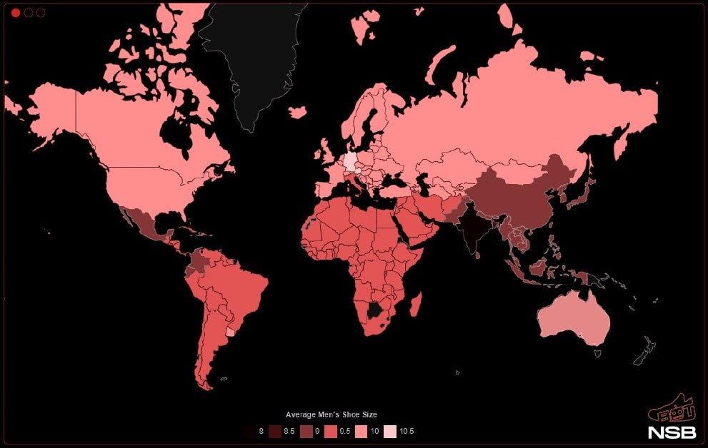 Most Common Shoe Sizes Per Region NSB