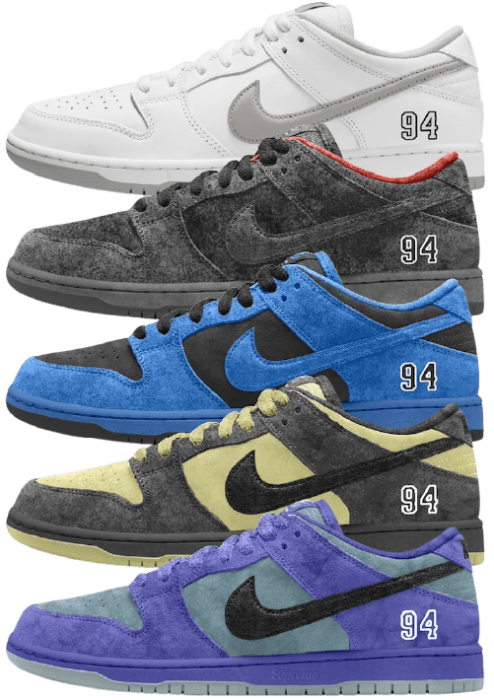 Supreme Nike SB Dunk Low Colorways NSB